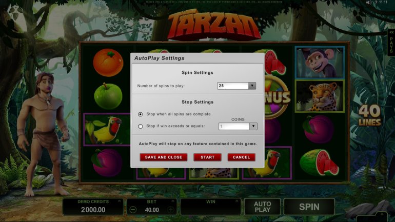 Autoplay in Tarzan Slot